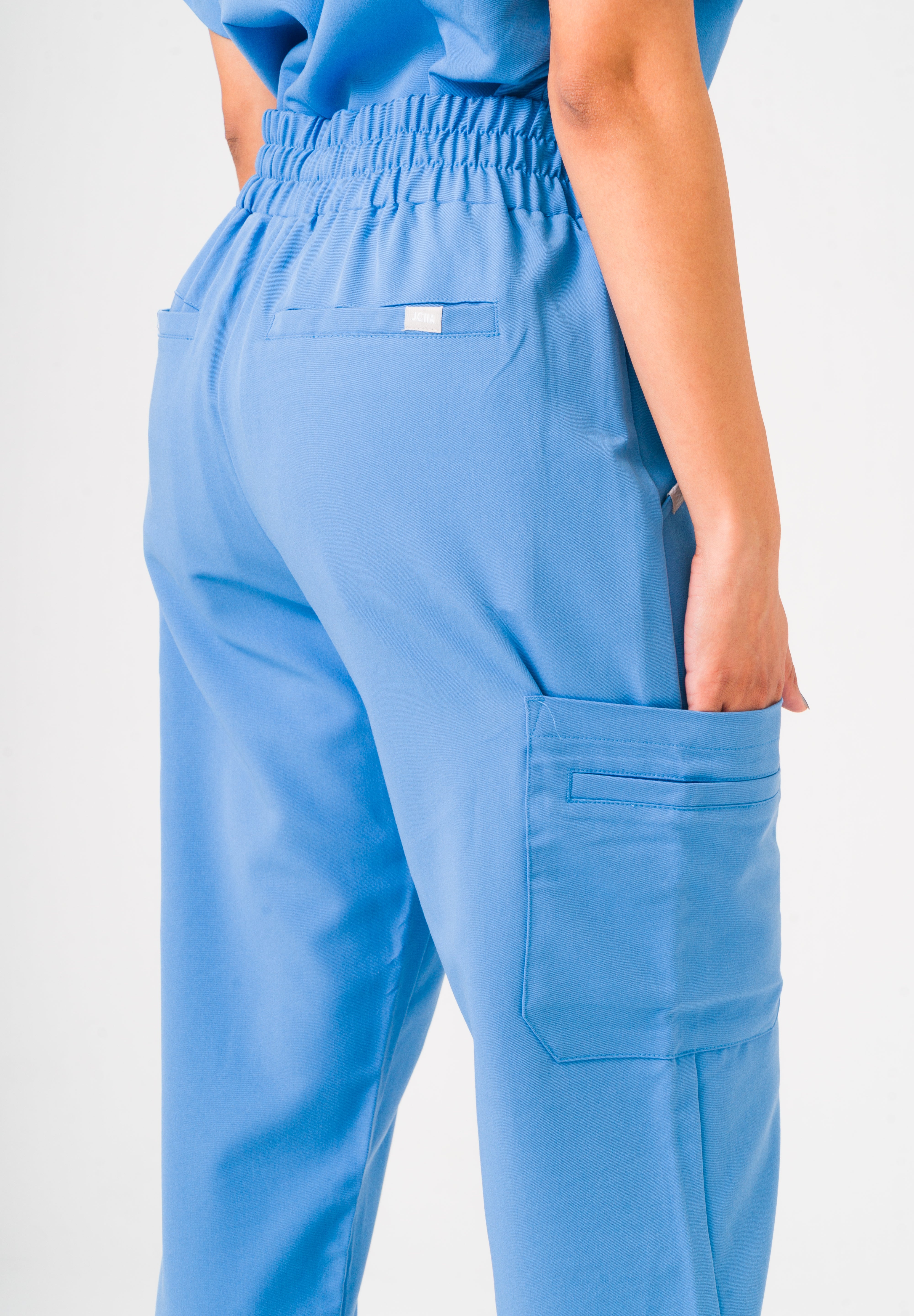 Lulu Straight Leg Scrub Pants - Ceil Blue