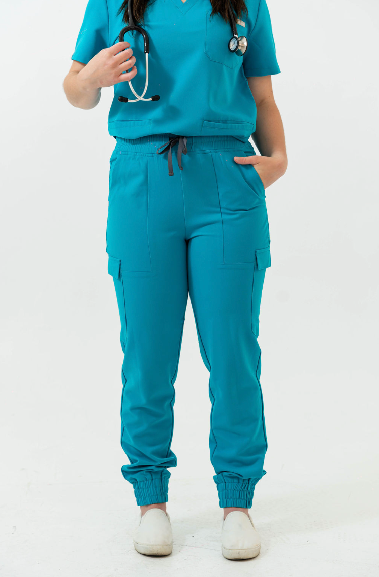 Pantalon d'uniforme médical jogger Lydia - Bleu Cyan