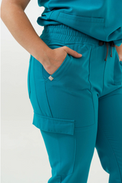 Pantalon d'uniforme médical jogger Lydia - Bleu Cyan