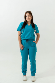 Pantalon d'uniforme médical jogger Lydia - Bleu Cyan
