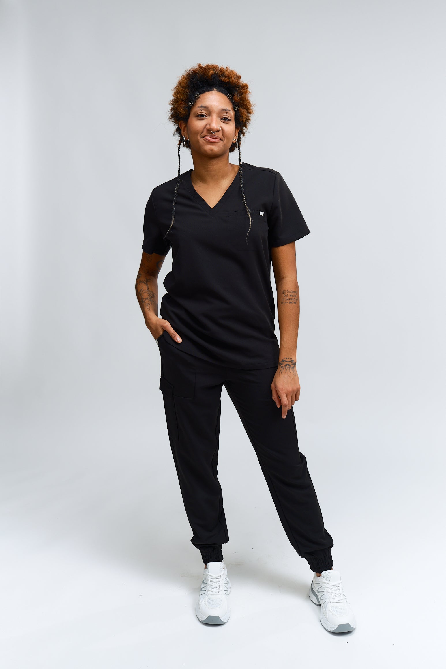 Olivia Scrub Top - Black