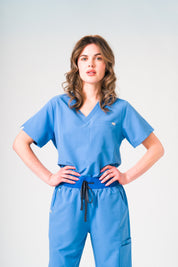 Olivia Scrub Top - Ceil Blue