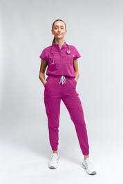 Haut de gommage Ophelia à manches courtes – Fuchsia