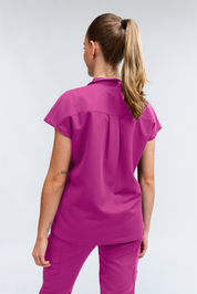 Haut de gommage Ophelia à manches courtes – Fuchsia
