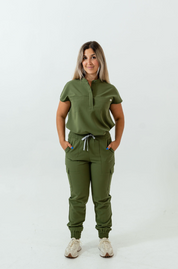 Ophelia Cap Sleeve Scrub Top - Mossy Green