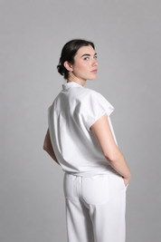 Ophelia Cap Sleeve Scrub Top - White