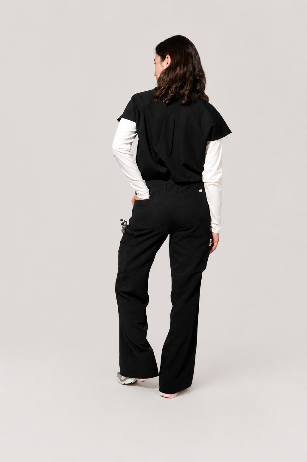 Quinn Wide Leg Scrub Pants - Black
