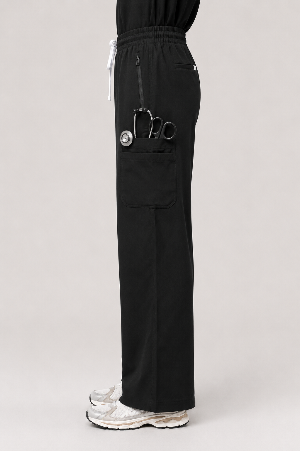 Quinn Wide Leg Scrub Pants - Black