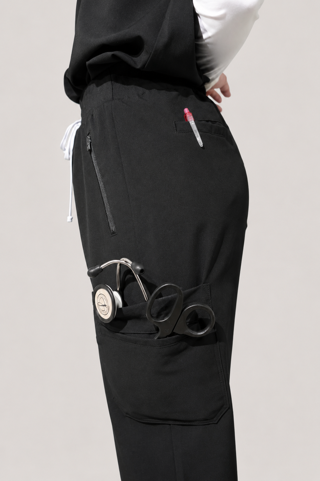 Quinn Wide Leg Scrub Pants - Black