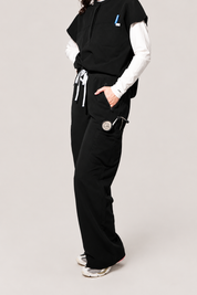 Quinn Wide Leg Scrub Pants - Black