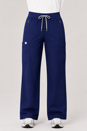 Quinn Wide Leg Scrub Pants - Navy