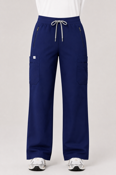 Quinn Wide Leg Scrub Pants - Navy