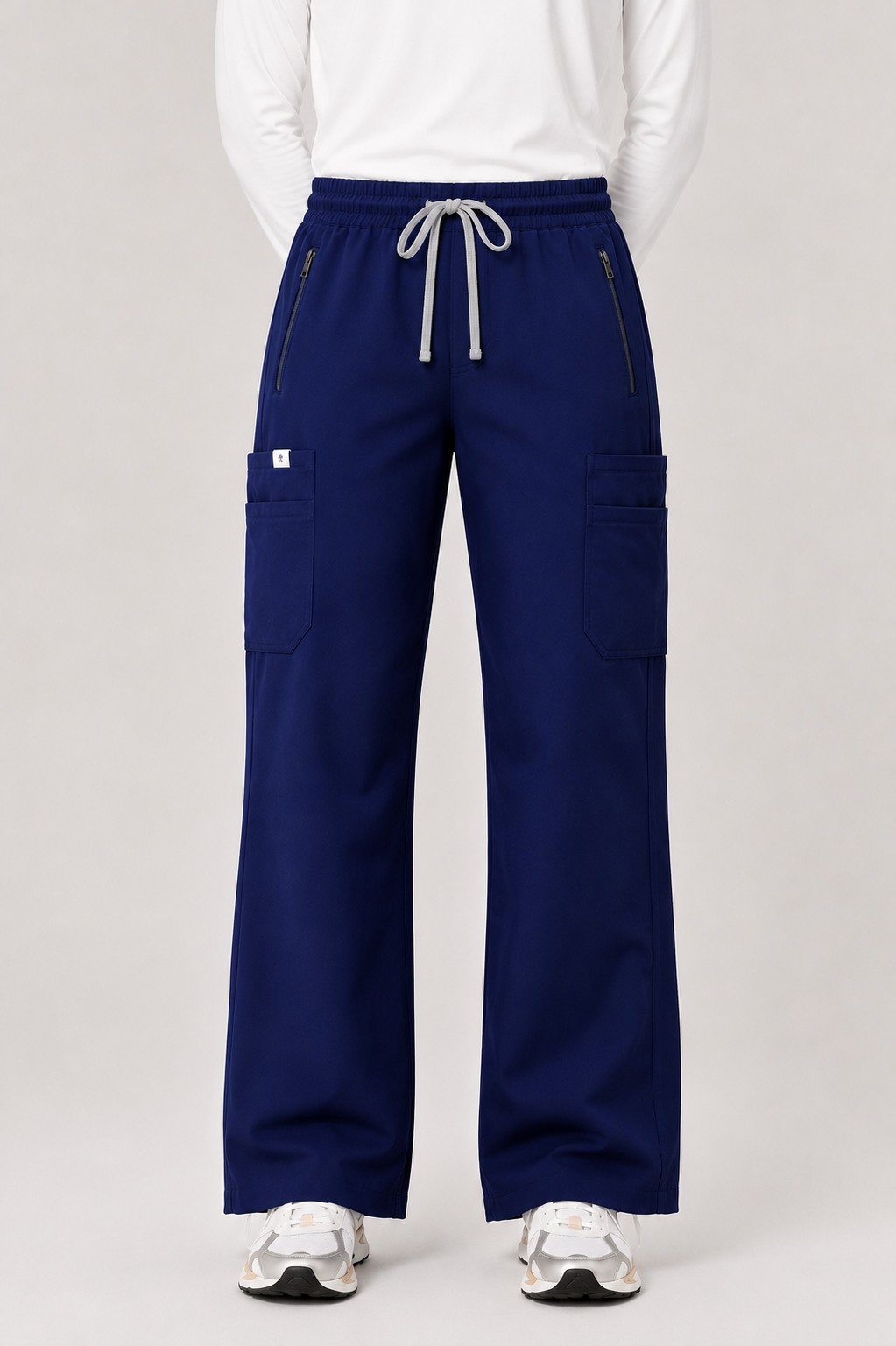 Quinn Wide Leg Scrub Pants - Navy