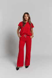 ACE Wide Leg Scrub Pants - Ruby Red