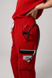 Lulu Straight Leg Scrub Pants - Ruby Red