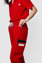 Lulu Straight Leg Scrub Pants - Ruby Red