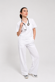 Victoria Scrub Top - White