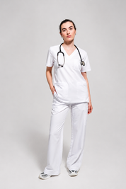 Victoria Scrub Top - White