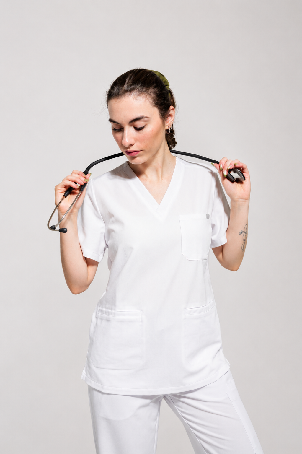 Victoria Scrub Top - White