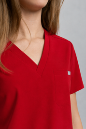 Olivia Scrub Top - Ruby Red